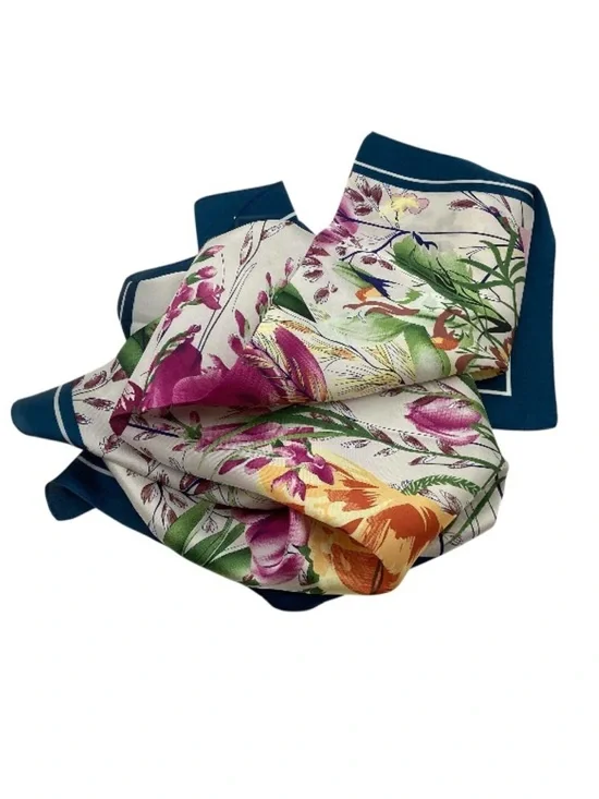 Venetian Garden Teal Square Scarf (NWT) - Picture 9 of 16